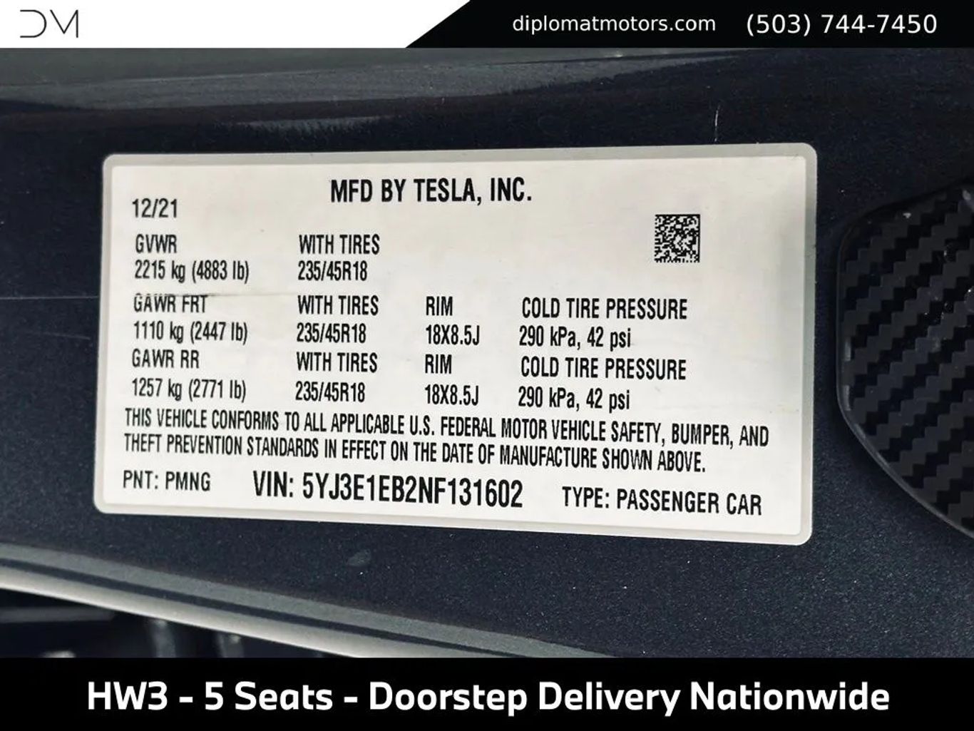 tesla model 3 2022 5YJ3E1EB2NF131602 image tesla model 3 2022 5YJ3E1EB2NF131602 image